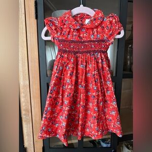 Edgehill Collection smocked dress floral peter pan collar short sleeve baby girl